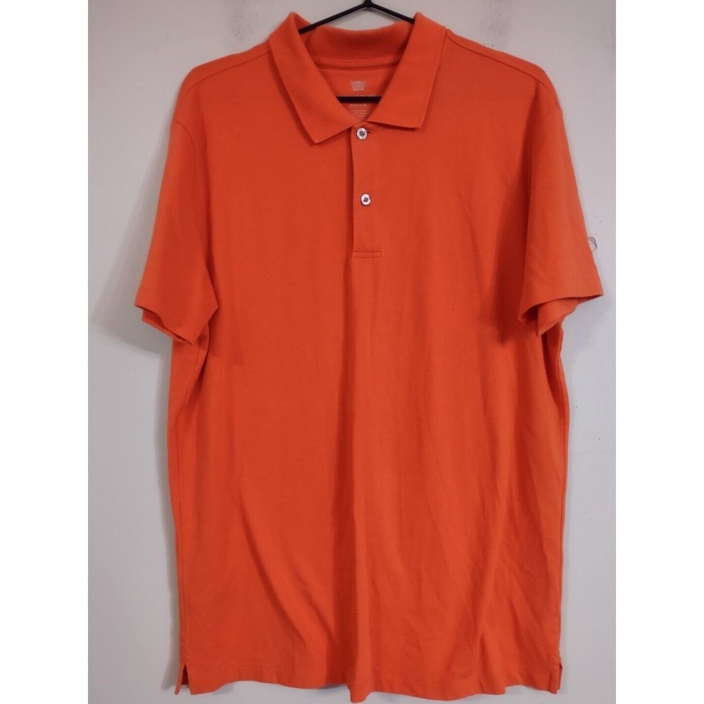 Mack Weldon Polo Shirt Mens Medium Orange Solid Short Sleeve Golf Stretch